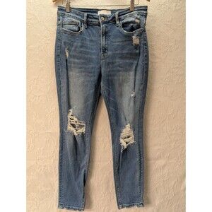 Vervet Blue Skinny Jeans Women 30 Distressed Ripped Faded Denim Casual Mom Pants